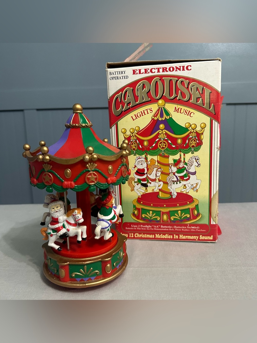 Vintage Tony USA Electronic Christmas Musical Carousel Lights & Sound